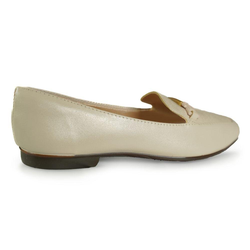 Sapato Light Gel Mocassim Textura Feminino Bege 6