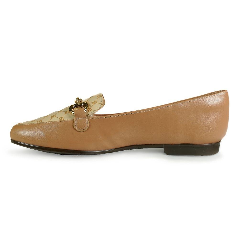 Sapato Mocassim Light Gel Logo Fivela Feminino Bege 2