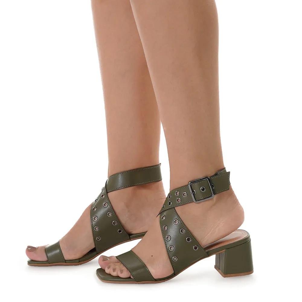 Sandália M Shuz Tira Grossa Feminina Verde 7