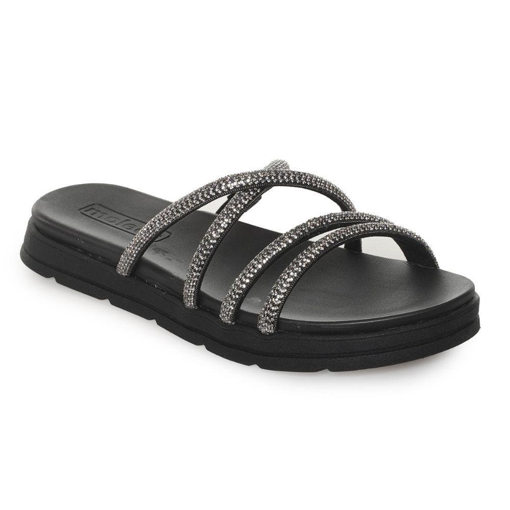 Tamanco Moleca Anabela Tiras Brilho Feminino Preto 2
