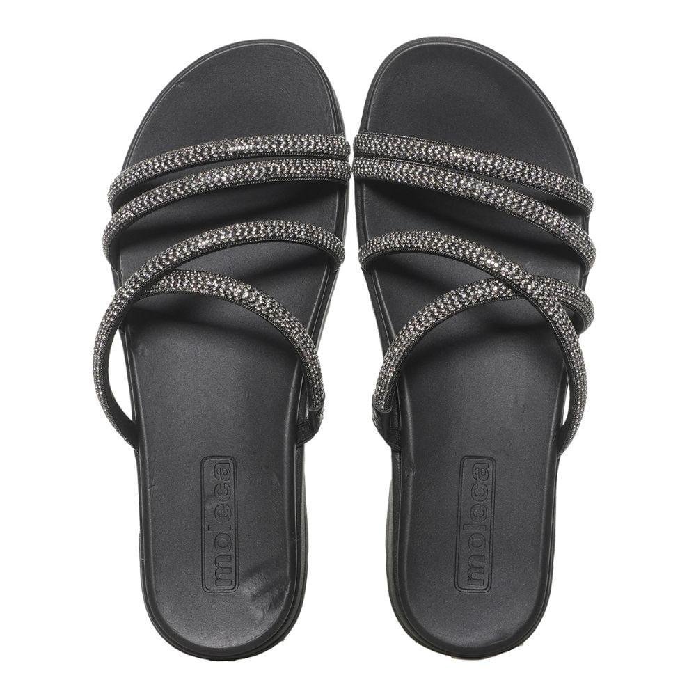 Tamanco Moleca Anabela Tiras Brilho Feminino Preto 5