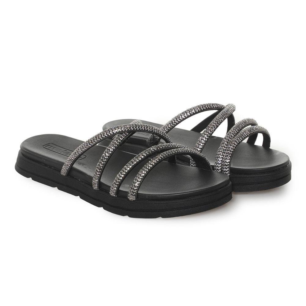 Tamanco Moleca Anabela Tiras Brilho Feminino Preto 4