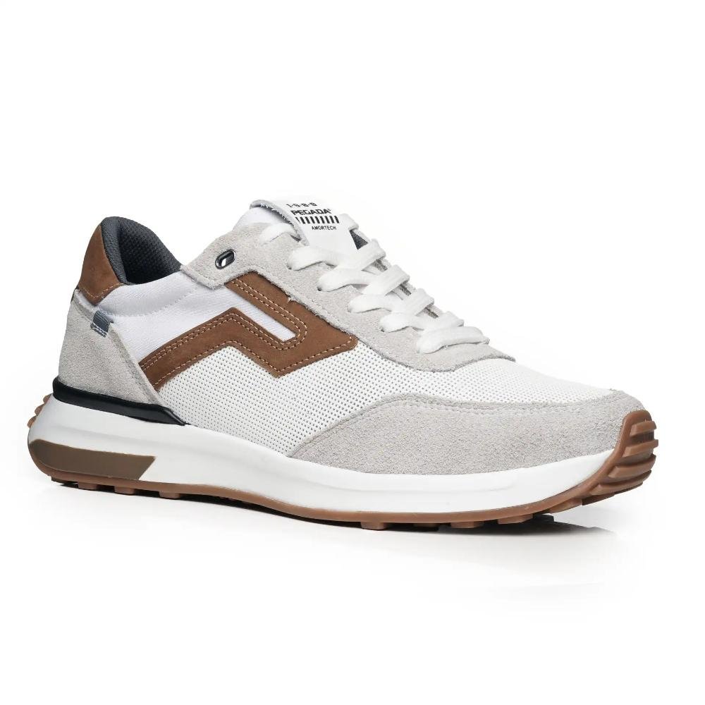 Tênis Pegada Casual Nobuck Masculino Branco 2