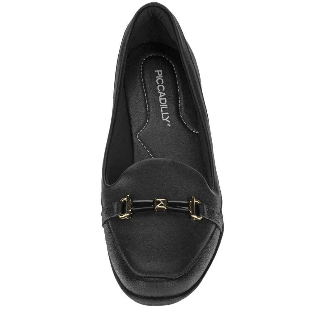 Sapato Mocassim Piccadilly Fivela Feminino Preto 2