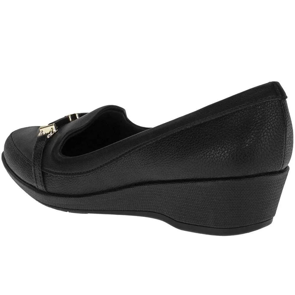 Sapato Mocassim Piccadilly  Fivela Feminino Preto 5