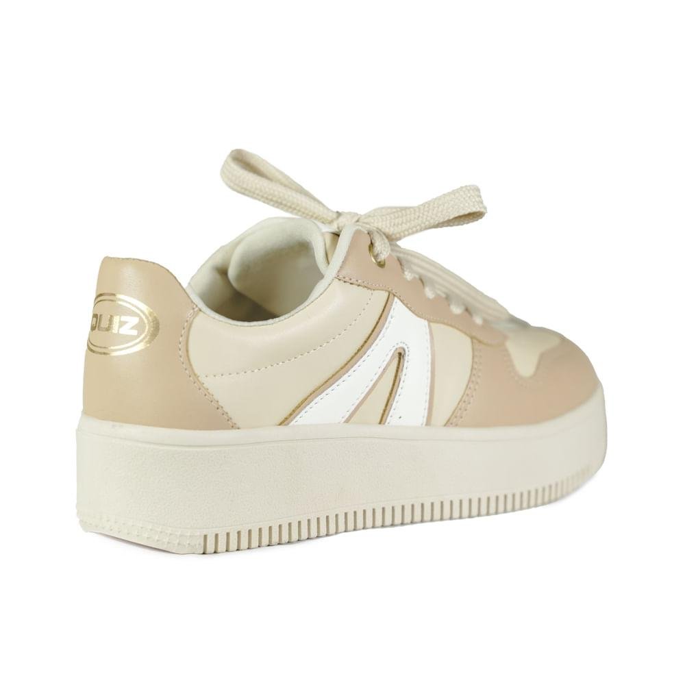 Tênis Quis Casual Recortes Feminino Bege 2