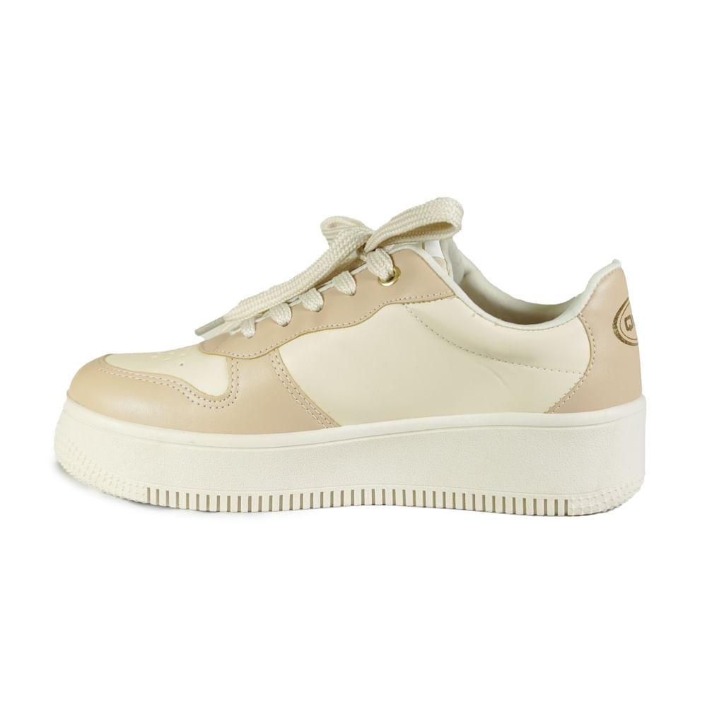Tênis Quis Casual Recortes Feminino Bege 3