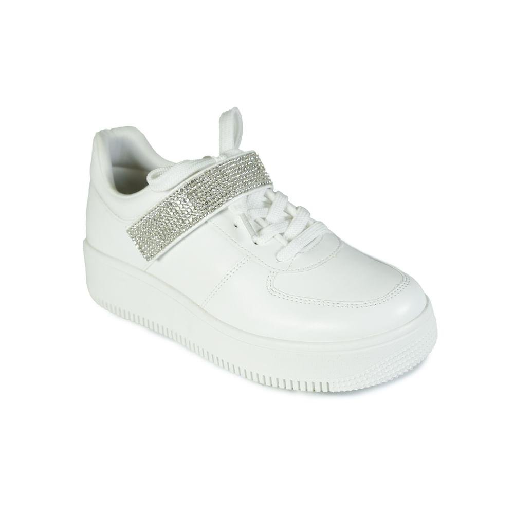 Tênis Quiz Casual Brilho Feminino Branco 2