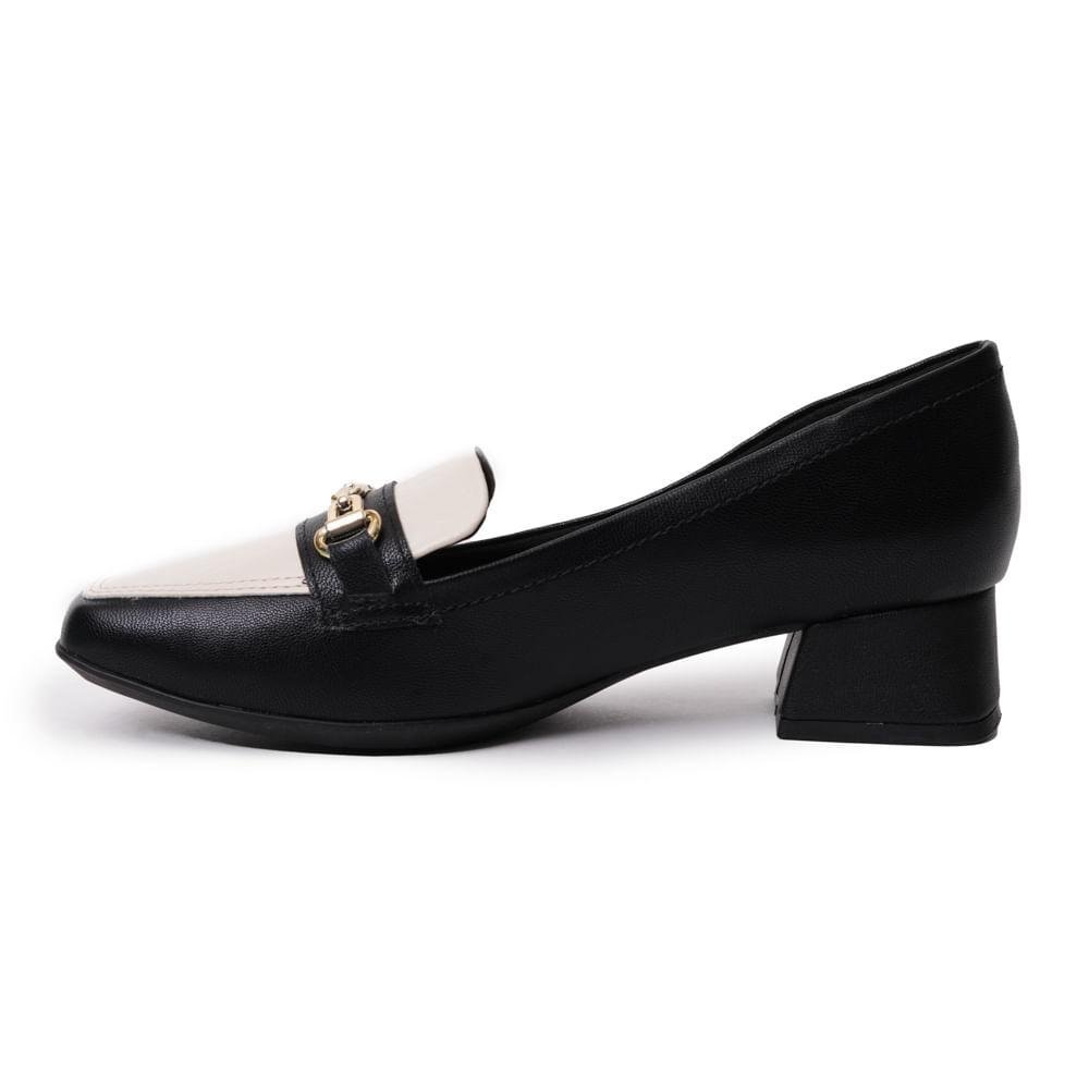 Sapato Mocassim Piccadilly Salto Grosso Feminino Preto 2