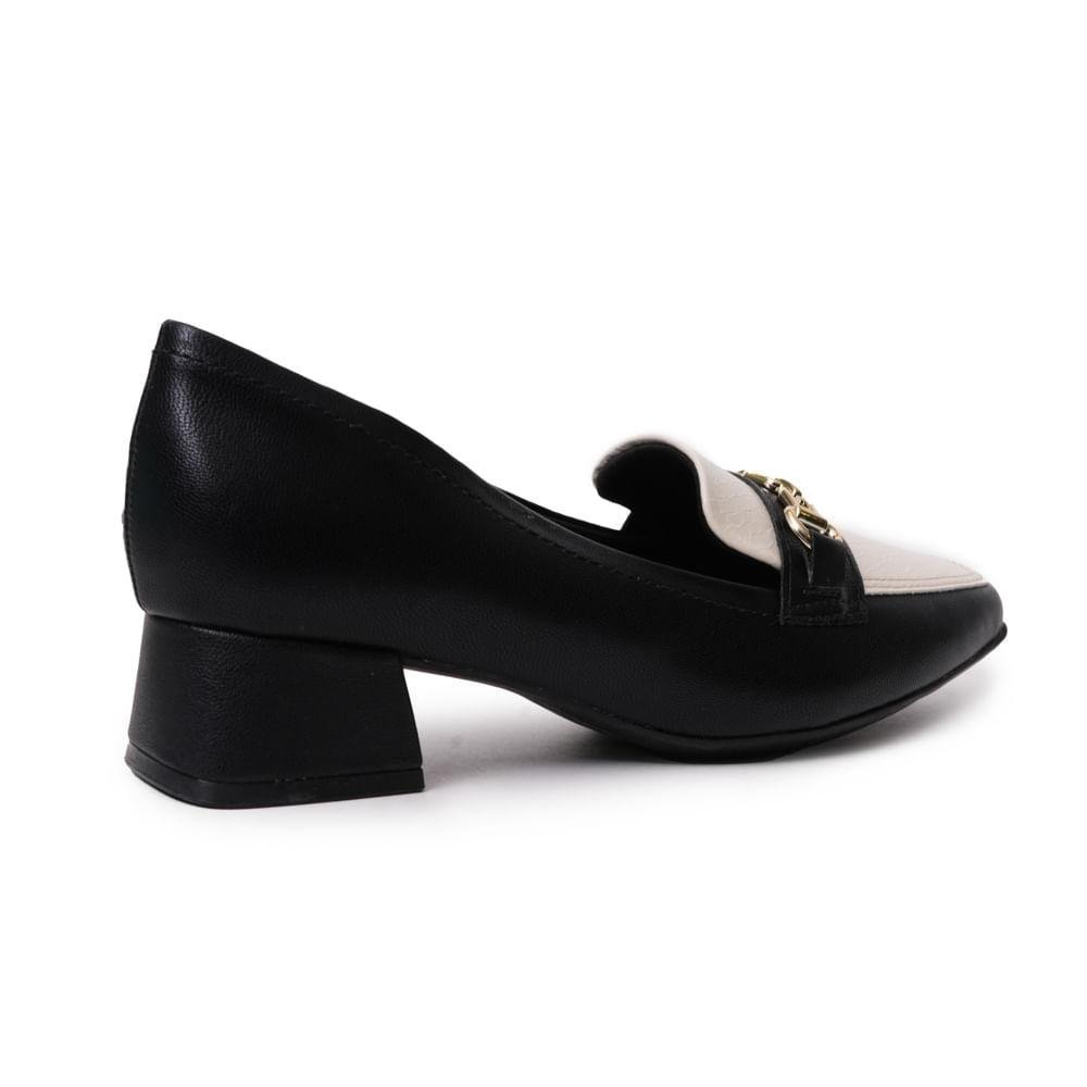 Sapato Mocassim Piccadilly Salto Grosso Feminino Preto 6