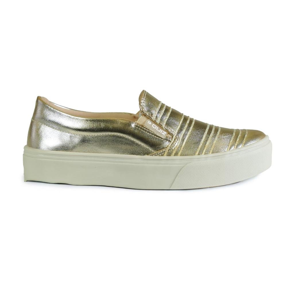 Tênis Quiz Casual Slip On Metalizado Feminino