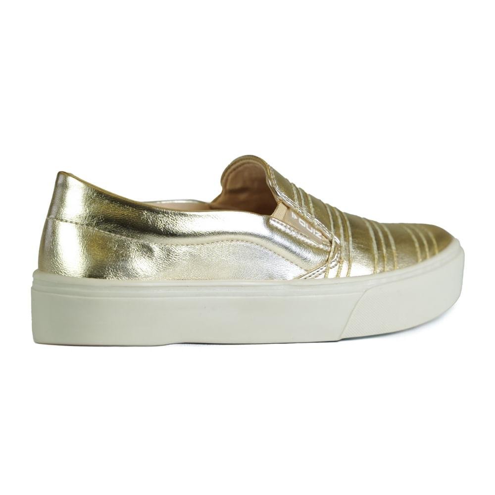 Tênis Quiz Casual Slip On Metalizado Feminino Dourado 4