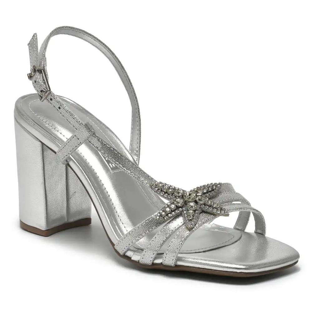 Sandália Via Marte Salto Bloco Feminina Prata 2