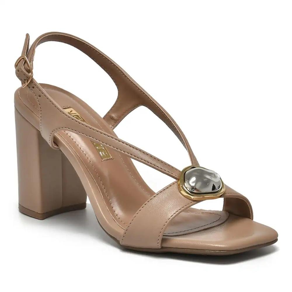 Sandália Via Marte Salto Bloco Feminina Bege 2