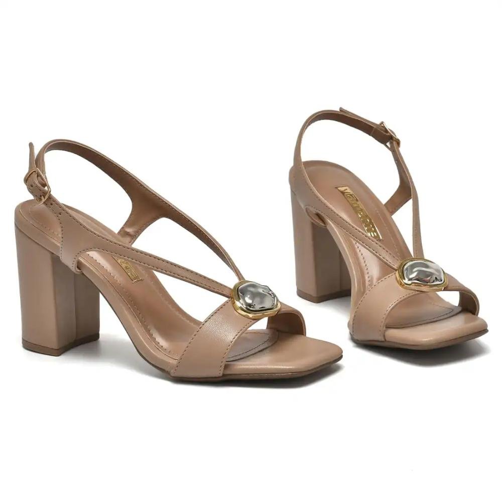 Sandália Via Marte Salto Bloco Feminina Bege 3