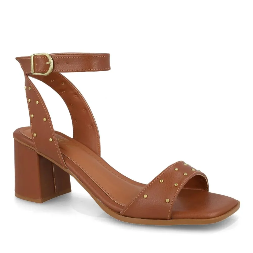 Sandália M Shuz Salto Bloco Feminina Marrom 3