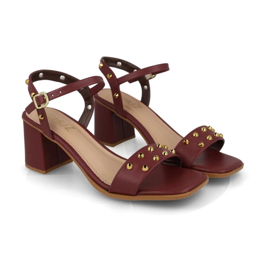 Sandália M Shuz Tachas Feminina Vermelho 4