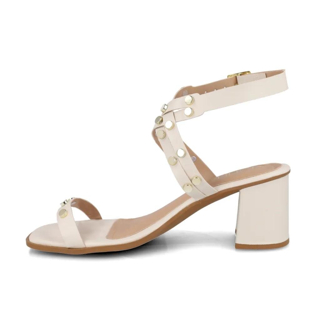 Sandália M Shuz Salto Bloco Feminina Off White 2