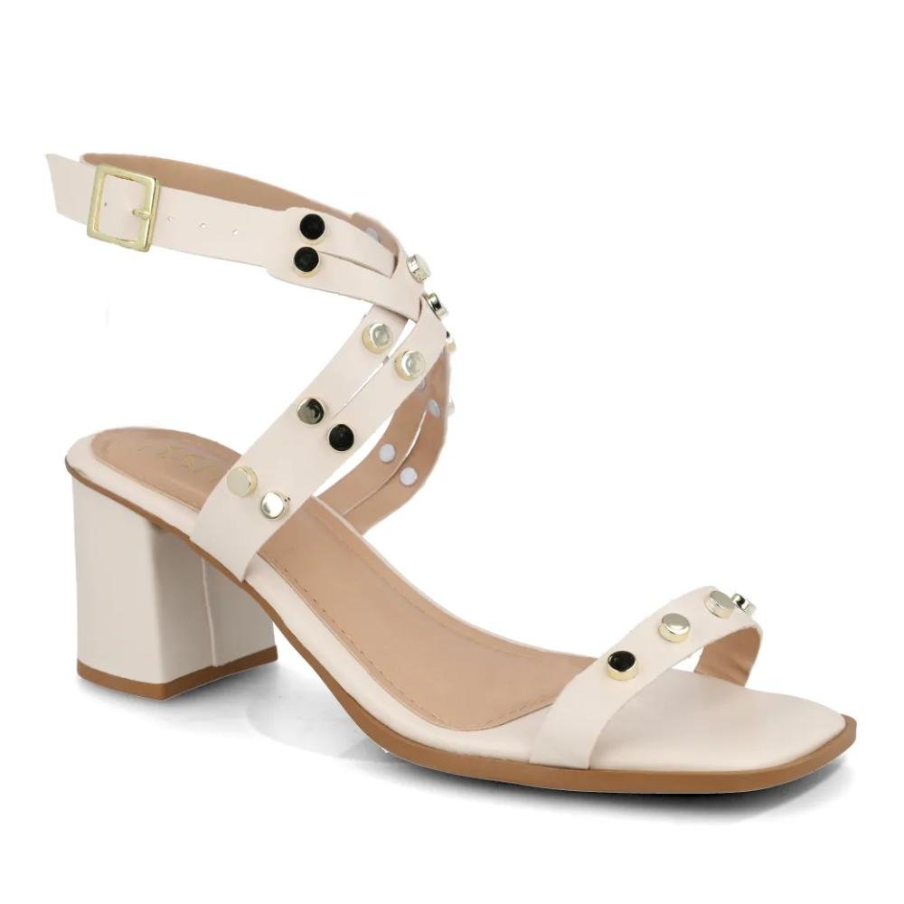Sandália M Shuz Salto Bloco Feminina Off White 3
