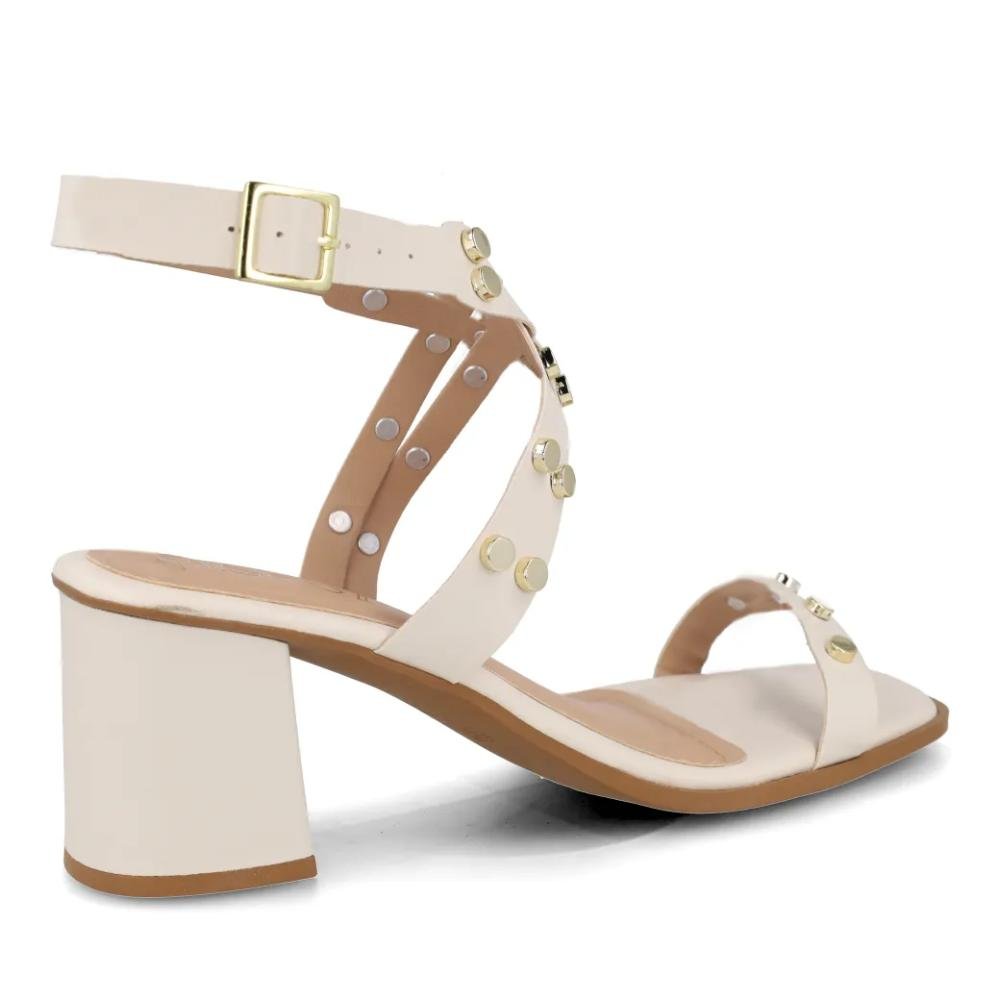 Sandália M Shuz Salto Bloco Feminina Off White 6