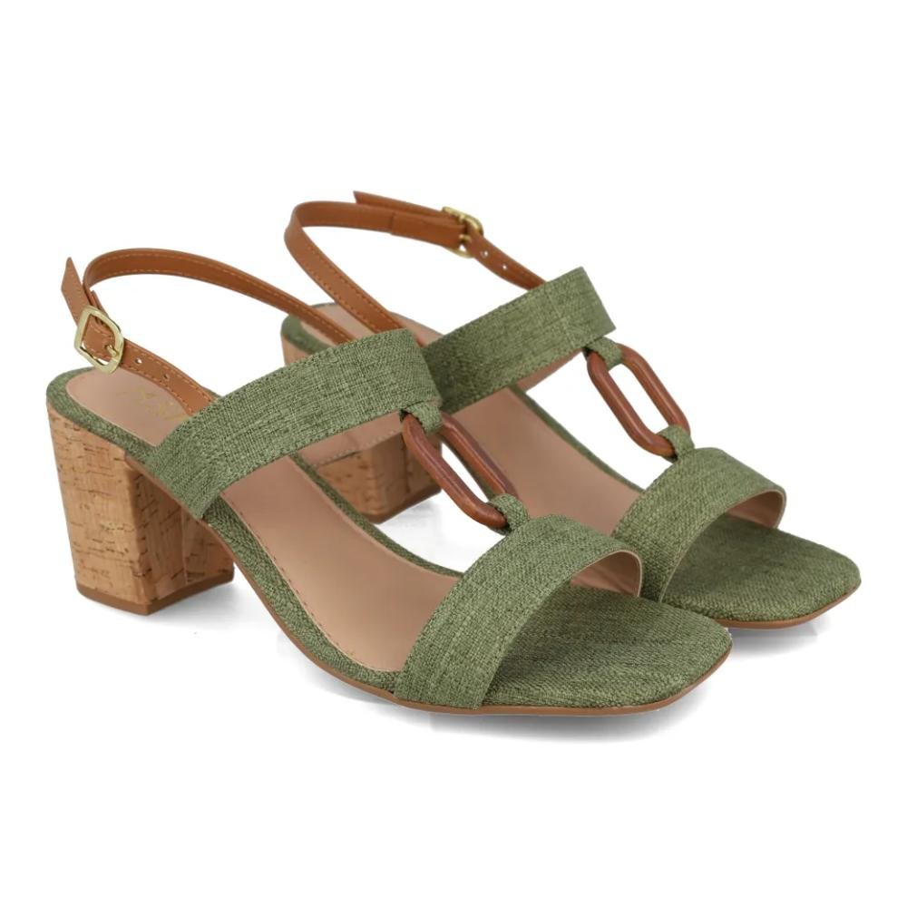 Sandália M Shuz Salto Bloco Feminina Verde 4