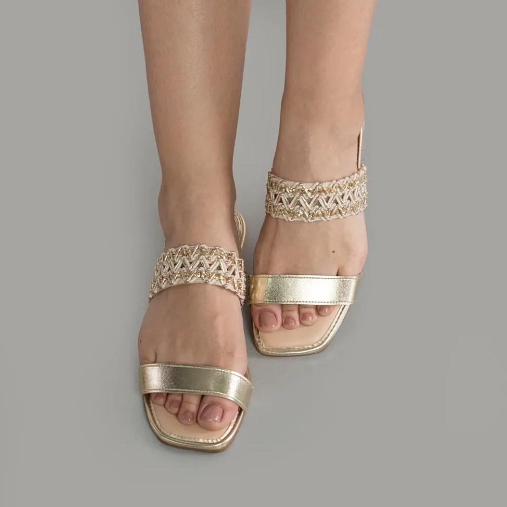 Sandália Mississipi Rasteira Feminina Dourado 7