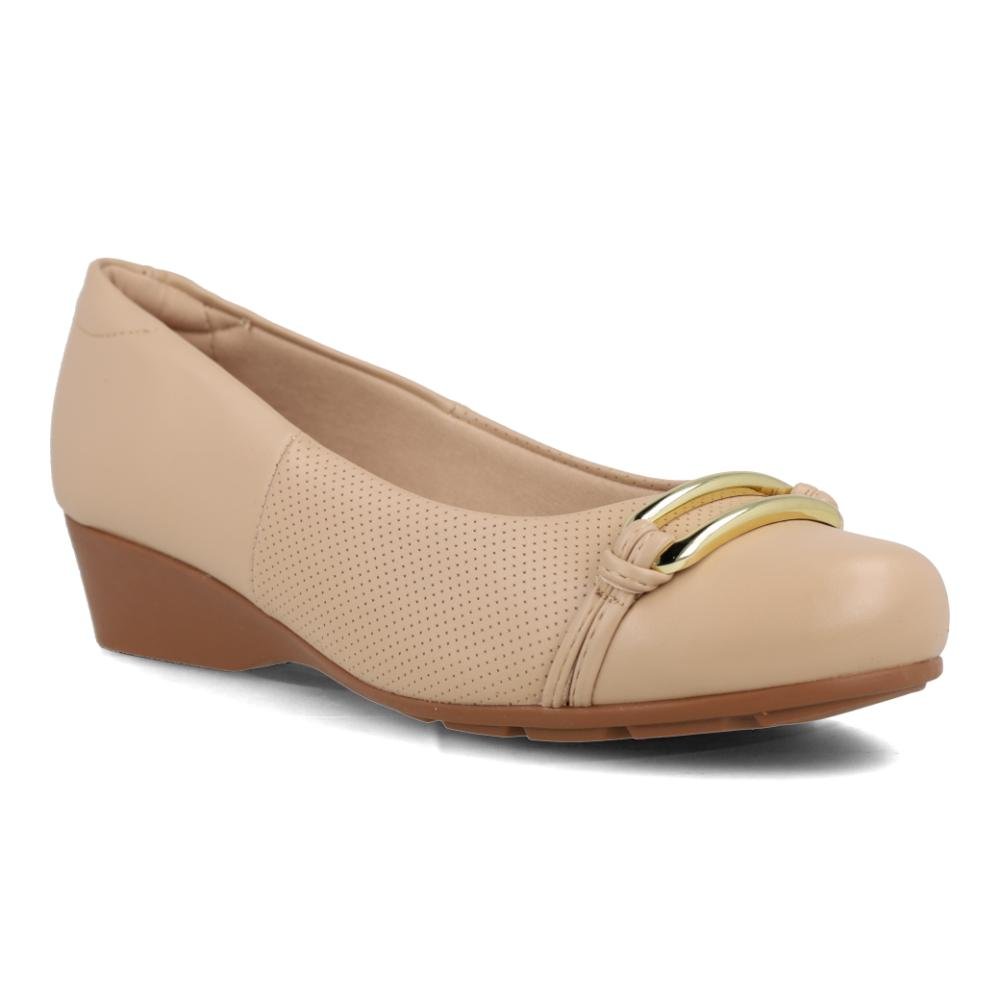 Sapato Anabela Modare Ultraconforto Fivela Feminino Bege 2