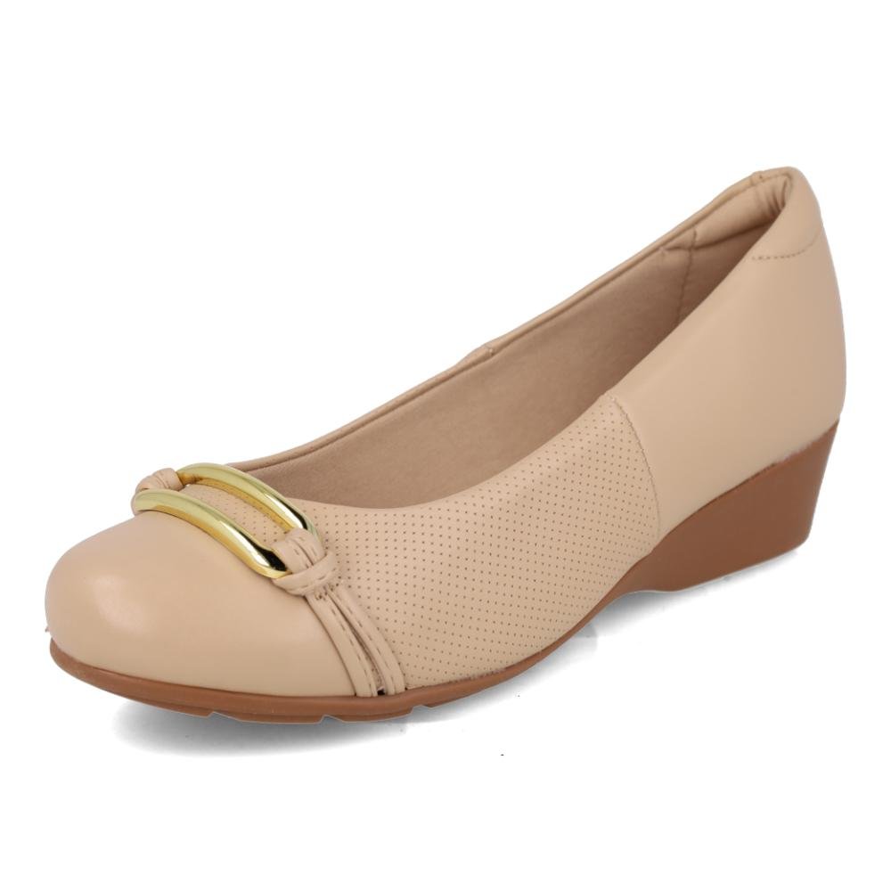 Sapato Anabela Modare Ultraconforto Fivela Feminino Bege 4