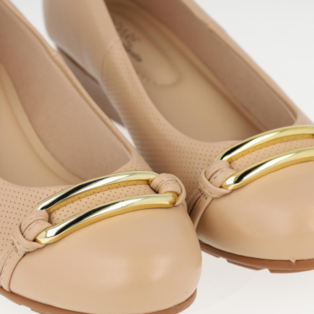 Sapato Anabela Modare Ultraconforto Fivela Feminino Bege 5