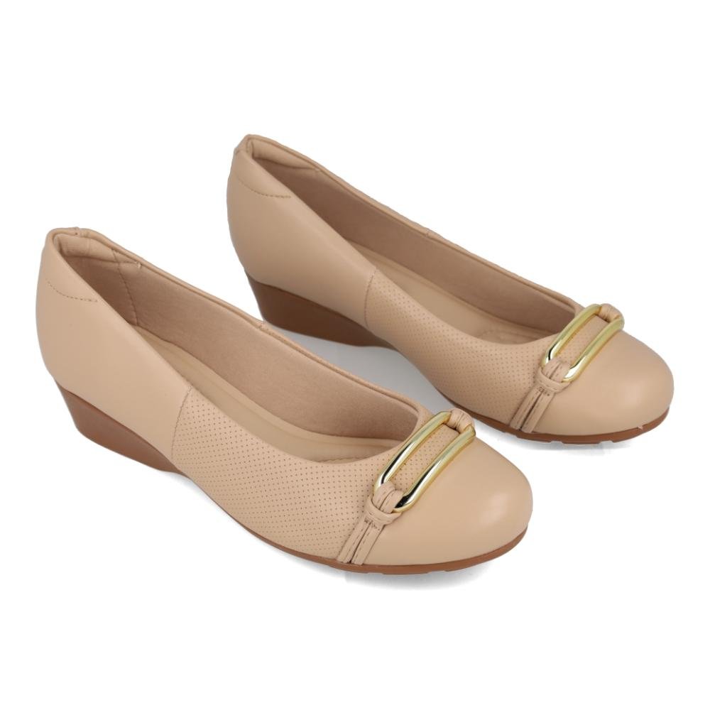 Sapato Anabela Modare Ultraconforto Fivela Feminino Bege 6