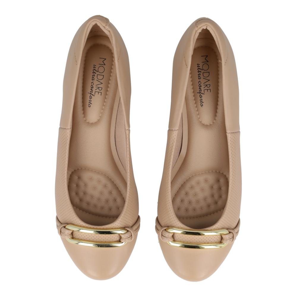 Sapato Anabela Modare Ultraconforto Fivela Feminino Bege 7