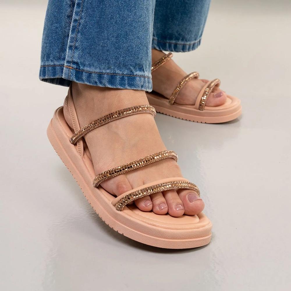 Sandália Mississipi Papete Tira Brilho Feminina Rosa 7