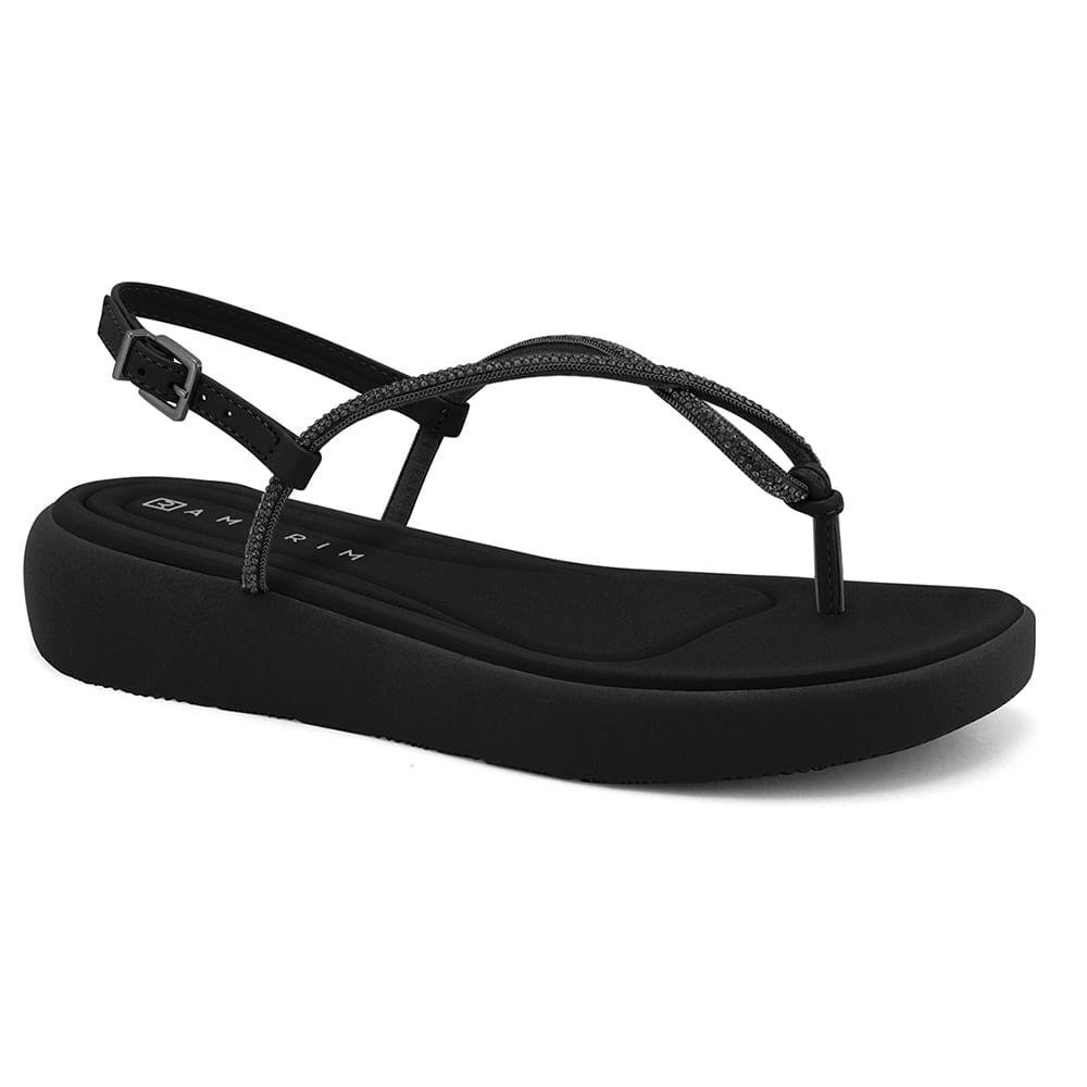 Sandália Flatform Papete Ramarim Strass Casual