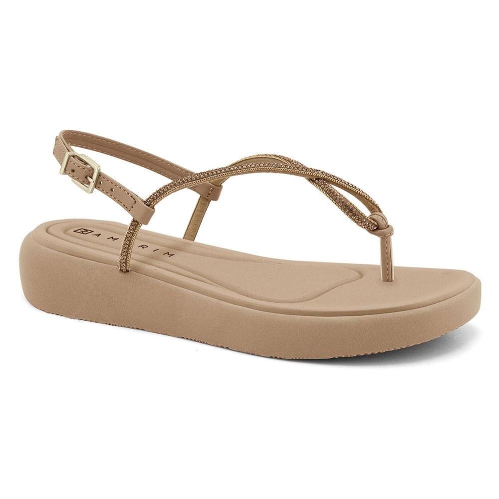 Sandália Flatform Papete Ramarim Strass Casual
