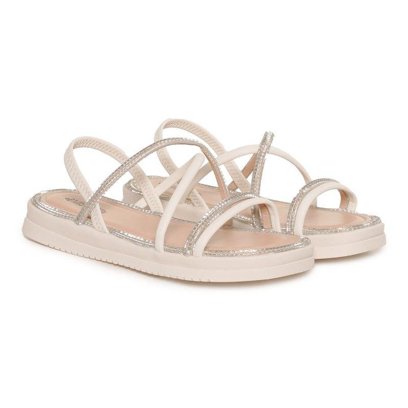 Sandália Mississipi Plataforma Elástico Brilho Feminina Branco 2