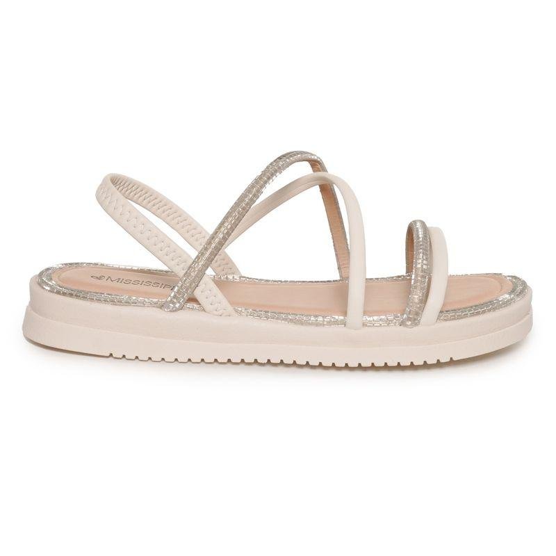 Sandália Mississipi Plataforma Elástico Brilho Feminina Branco 3