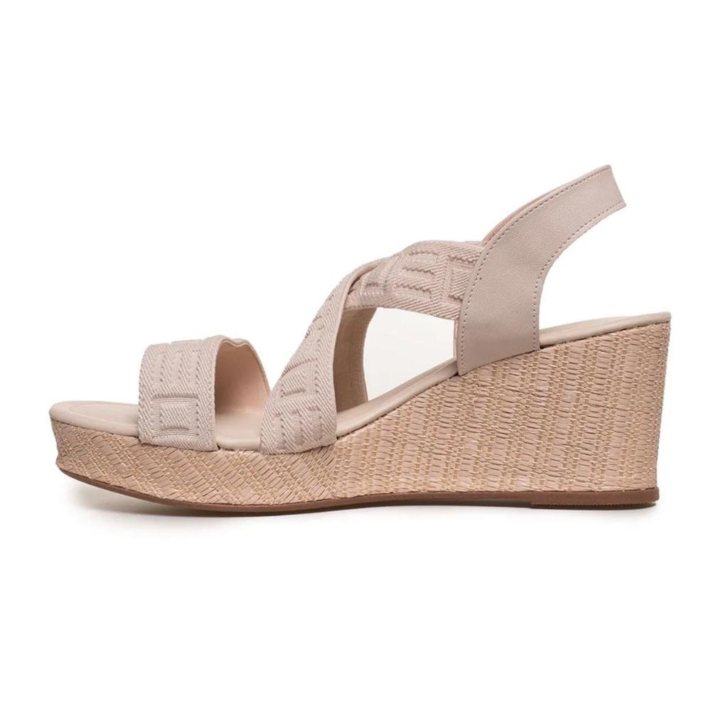 Sandália Bebecê Anabela Tiras Elástico Feminina Off White 2