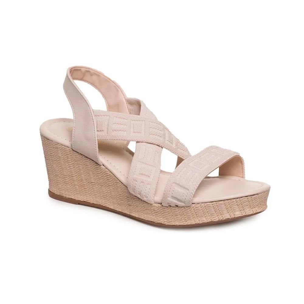 Sandália Bebecê Anabela Tiras Elástico Feminina Off White 4