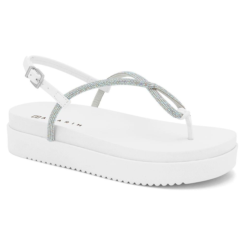 Sandália Flatform Papete Ramarim Strass Casual
