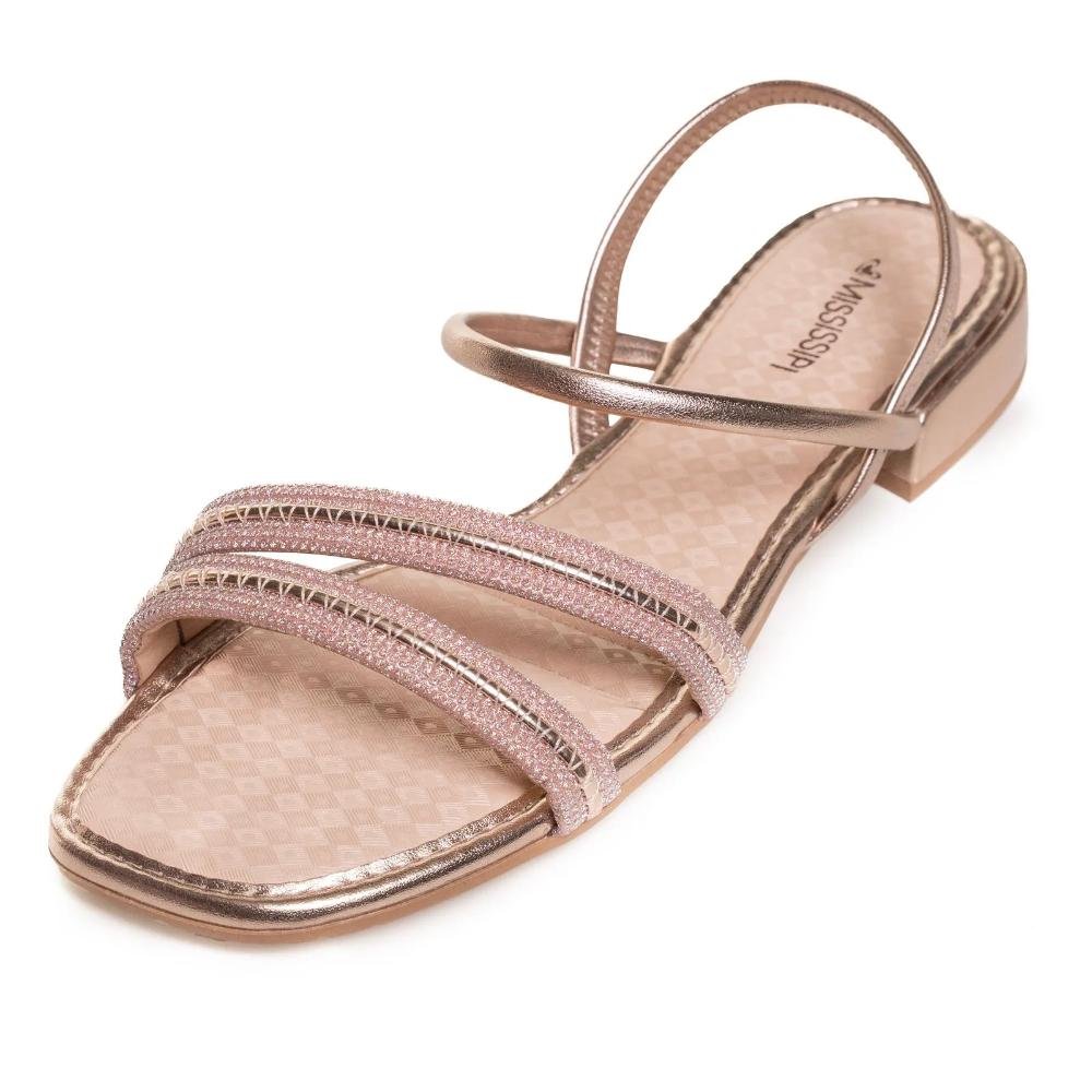 Sandália Mississipi Rasteira Feminina Dourado/Rosa 5
