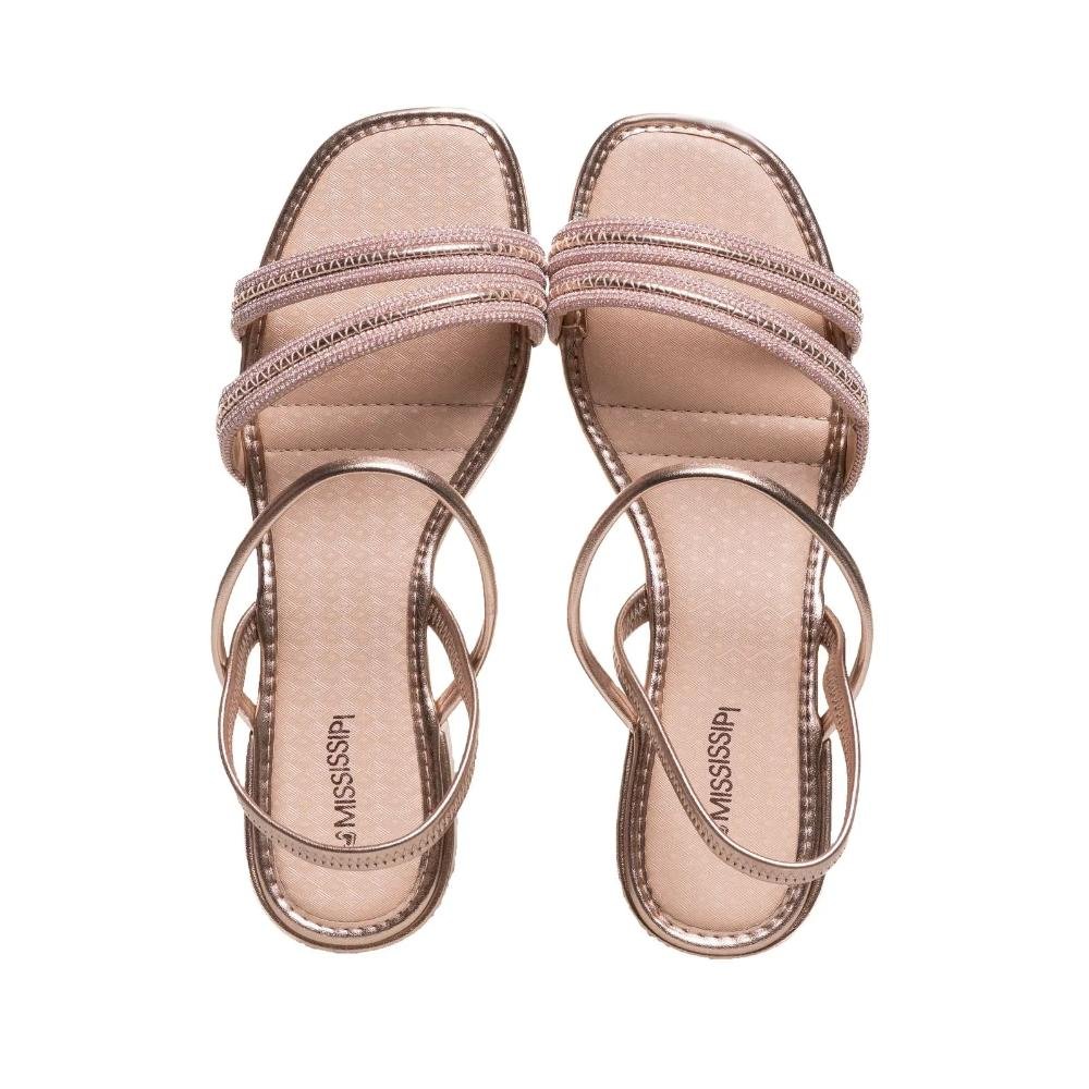 Sandália Mississipi Rasteira Feminina Dourado/Rosa 6