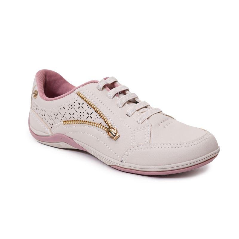 Tênis Kolosh Casual Zíper Recortes Feminino Creme 3