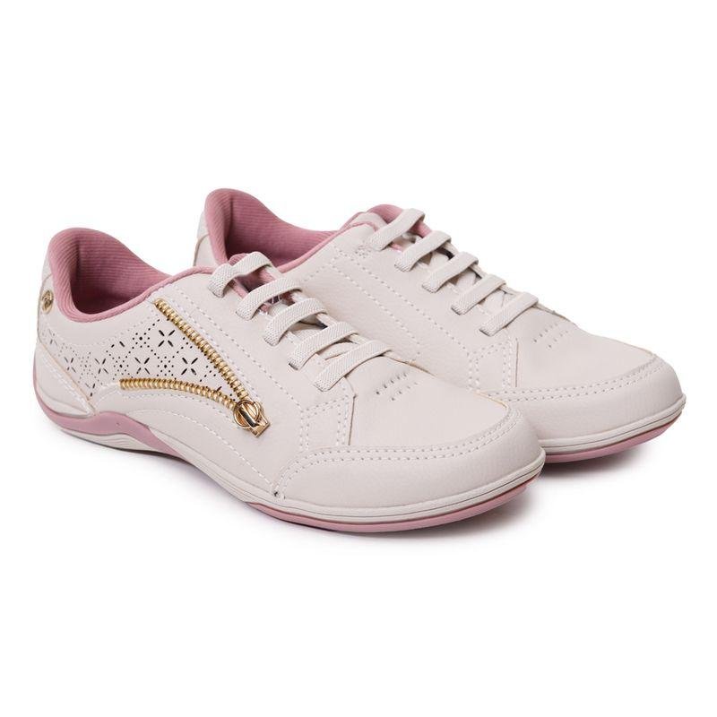 Tênis Kolosh Casual Zíper Recortes Feminino Creme 4
