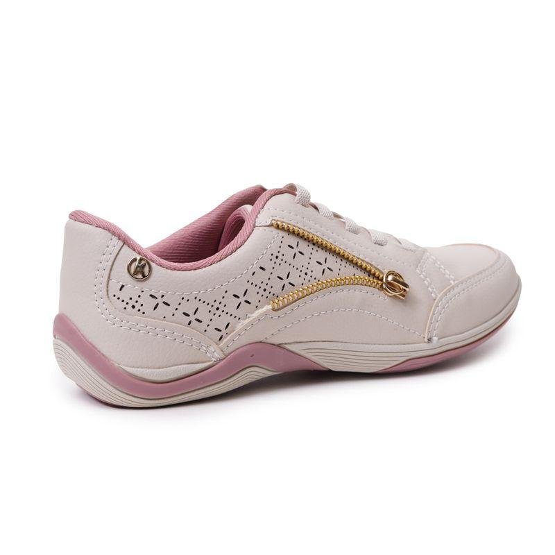 Tênis Kolosh Casual Zíper Recortes Feminino Creme 6