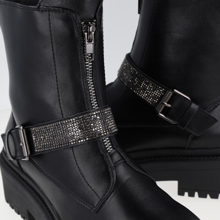 Bota Biker Via Marte Strass Feminina Preto 4