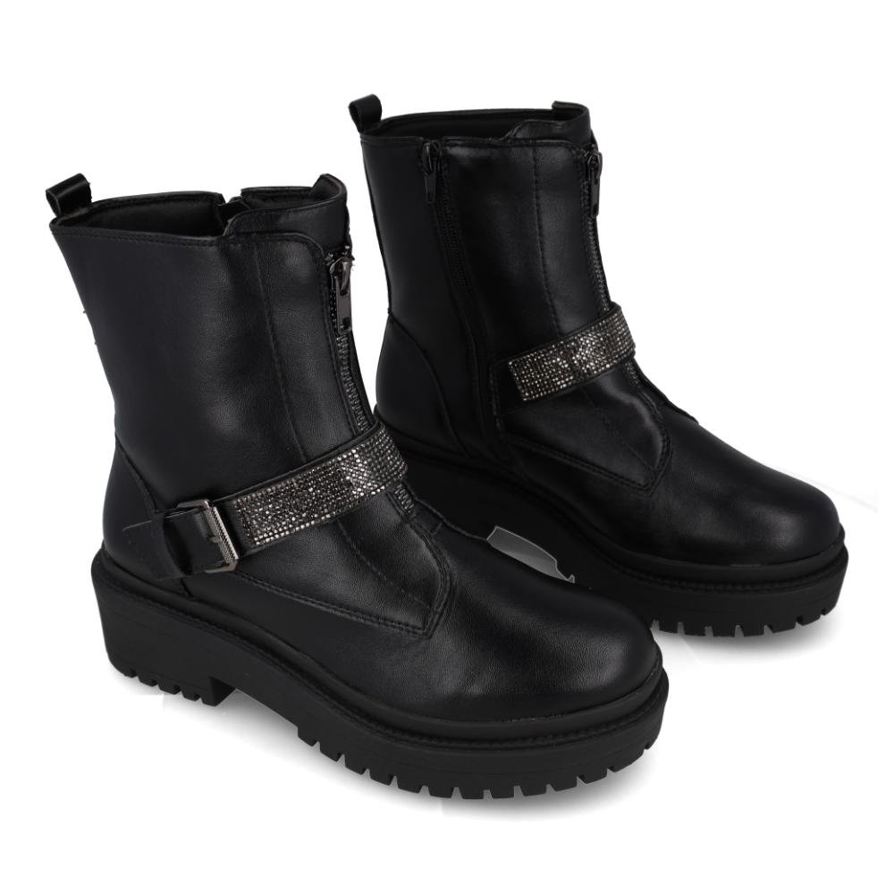 Bota Biker Via Marte Strass Feminina Preto 5