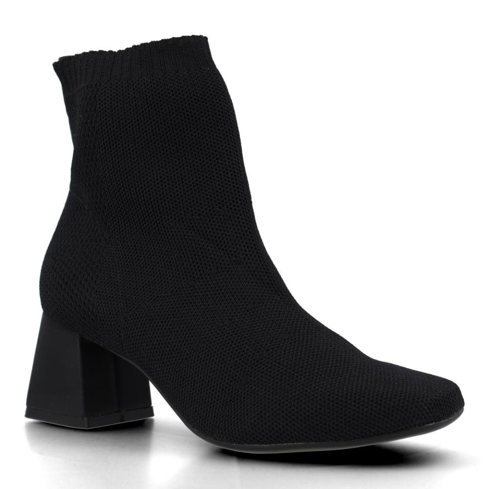 Bota Cano Curto Bebecê Malha Feminina Preto 2