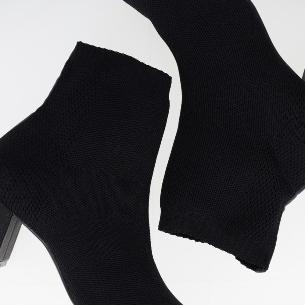 Bota Cano Curto Bebecê Malha Feminina Preto 7