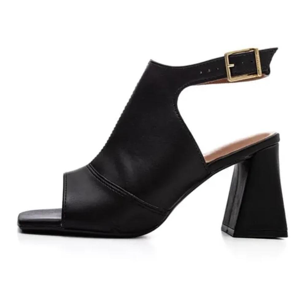 Sandália Salto Geométrico Vizzano Peep Toe Feminina Preto 2