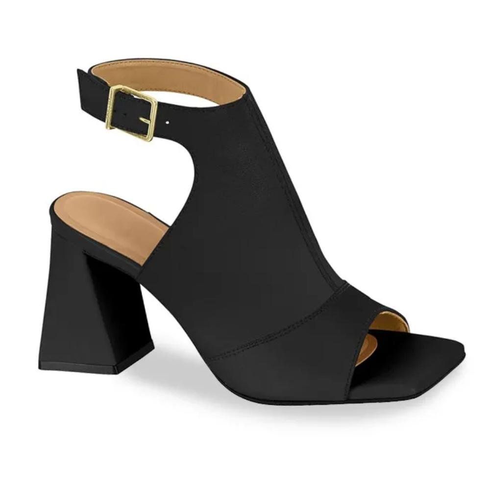 Sandália Salto Geométrico Vizzano Peep Toe Feminina Preto 3